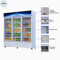 Affichage de supermarché commercial congélateur à économie d'énergie trois portes en verre vitrine verticale congélateur à refroidissement par air