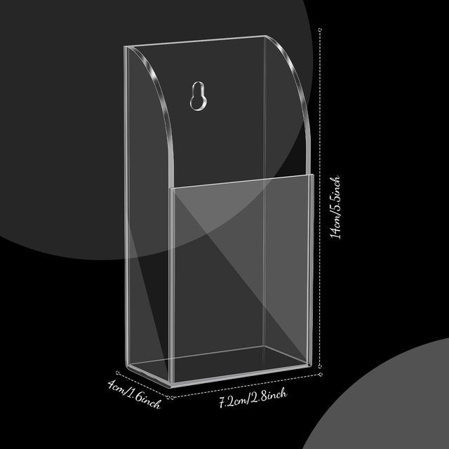 Acrylic Remote Control Holder Clear Wall Mount Storage Box Single Compartment Media Pen Holder for Wall Pencil Makeup Brush