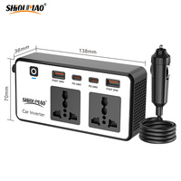 Inversor de Corriente para Auto con Empaque Personalizado, Cargador Rápido para Portátil, Inversor de 200W con Enchufe Universal de 12V a 220V