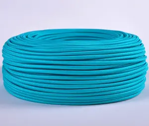 colored round textile coating electrical cable wire, textile woven cable dark green