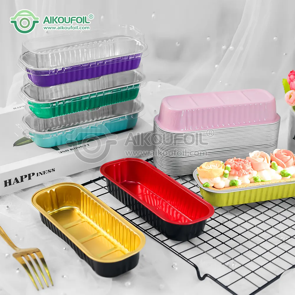 Glod 200ml(6oz) rectangular dessert tray microwable cupcakes with lid Disposable baking cups bake tray