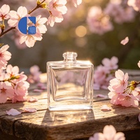 Flacon de parfum vide de luxe de haute qualité en verre de 30 ml, carré plat transparent avec col serti de 56 mm, emballage de parfum personnalisable