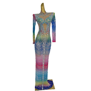 formal rainbow dress women Mint Tulle Rainbow Maxi Dress main image 1