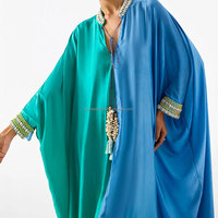 Vente en gros de vêtements de haute qualité personnalisés Odm/oem Boutique d'usine Colorful Patchwork Seashore Silk Maxi Kaftan pour les femmes