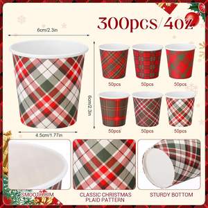 Gobelet jetable en papier à carreaux <span class=keywords><strong>Buffalo</strong></span> de 4 oz, 6 oz, 8 oz pour boissons chaudes, chocolat chaud, cacao, thé, fête de Noël - Product Image 2