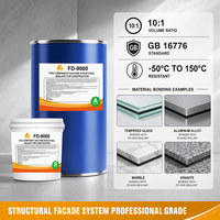 Scellant structurel en silicone bicomposant FEIDU FD-9000 pour la construction de murs-rideaux en aluminium et de verres, rapport de mélange 10:1, emballage GB