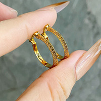 Boucles d'oreilles créoles LUMINA en or véritable 18 carats (Au750) à motif rétro luxueux, grandes et populaires au Moyen-Orient
