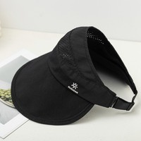 Casquette de soleil unisexe beige crème à large bord incurvé, protection UV, réglable, 100% polyester, sport, voyage, été, extérieur, golf
