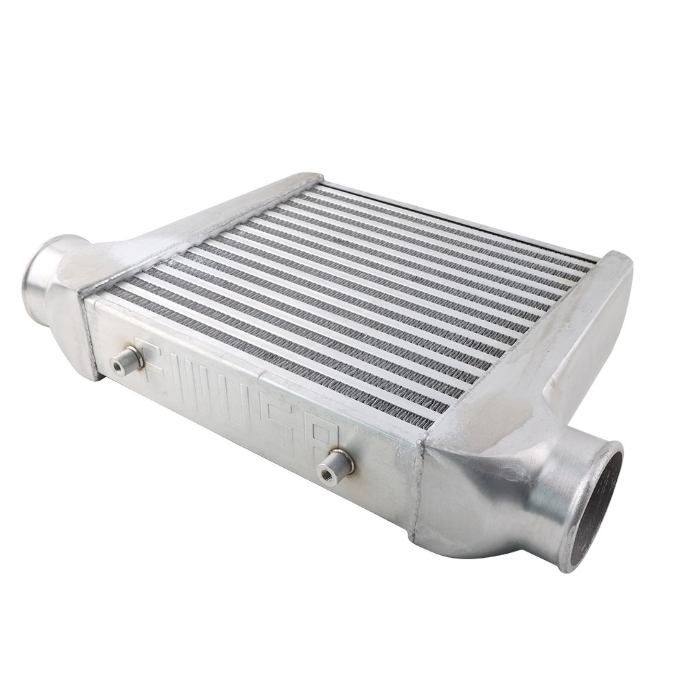 Universal Aluminum Front Mount Turbo Intercooler – 2.5 Inlet/Outlet Same Side, Polished Silver