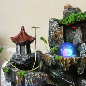 Simulation rocaille résine artisanat rocaille pavillon nouveau Style chinois Feng Shui table <span class=keywords><strong>fontaine</strong></span> d'eau ornements - Product Image 4