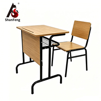 Ensemble bureau et chaise ergonomiques pour l'école, plateau multicouche 18 mm, bordure en PVC, structure en acier, pour mobilier de classe et salle d'examen