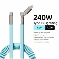 Kabel Pengisian Daya Super Cepat FC&EC 240W Dual USB-C ke Type-C 1.2M TPE Silikon Pipih 6A untuk iPhone Ponsel/Tablet Kamera