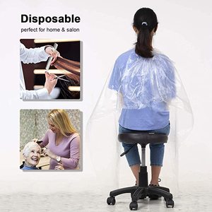 Cape <span class=keywords><strong>de</strong></span> coiffure jetable transparente et imperméable pour salon <span class=keywords><strong>de</strong></span> coiffure, tablier <span class=keywords><strong>de</strong></span> coiffure, blouse <span class=keywords><strong>de</strong></span> salon, usage domestique - Product Image 2
