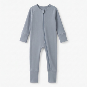 Combinaison bébé en bambou côtelé doux OEKO-TEX CPC, logo personnalisé, ensemble cadeau nouveau-né, pyjama, fermeture éclair bidirectionnelle, body, combinaison une pièce pour bébé - Product Image 1