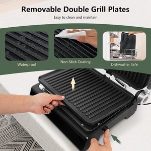Elektrische grill met digitale bediening, sandwichmaker, paninimaker, broodrooster, 3-in-1 contactgrill, binnenrooster - Product Image 5