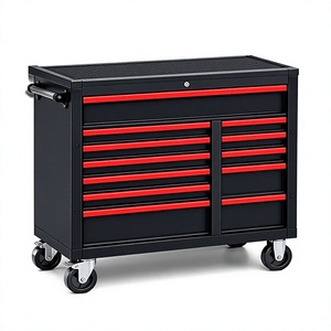 Armoire à outils industrielle à roulettes robuste à 12 tiroirs, capacité de charge de 200 kg, serrure à clé, acier laminé à froid, aluminium, 46x96x116 cm - Product Image 1
