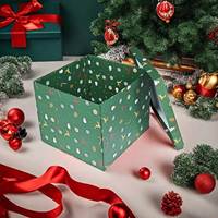 Boîte cadeau rigide de Noël personnalisée avec logo, couvercle et nœud en ruban de satin pour les acheteurs en gros de magasins de détail de produits de Noël