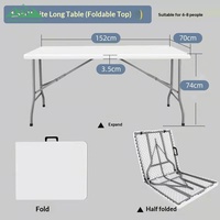 Table pliante rectangulaire portable Wayon en plastique blanc avec pieds métalliques pour camping et pique-nique