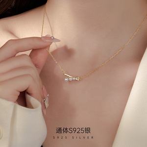 Colliers élégants pour femmes en argent sterling 925 avec perles blanches et CZ, lignes croisées, chaîne claviculaire, 2026 - Product Image 2