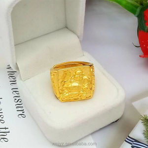 Brass Gold-Plated Maitreya Buddha Rings for Men and Women's Rings for the Middle-Aged and <strong>Elderly</strong> - Product Image 5