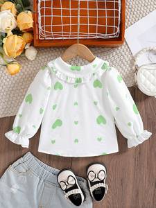 Baby-Mädchen Freizeitjacke mit Lotuskragen, Langarm-Cardigan aus 100% Polyester, Bedruckt für Frühling und Herbst - Product Image 2
