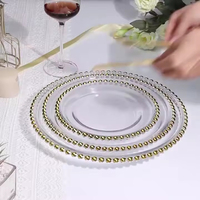 Nouvelle Assiette de Présentation Haut de Gamme Écologique en Verre Perlé Doré pour Table – Style Moderne et Simple – Vaisselle et Assiettes