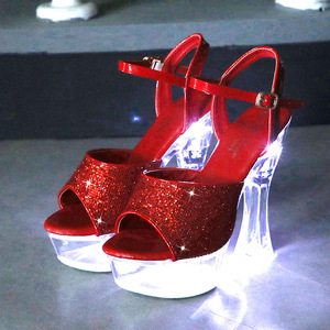 Tacchi alti strass piattaforma impermeabile odioso cielo alto sandali Super alti luce brillante - Product Image 4