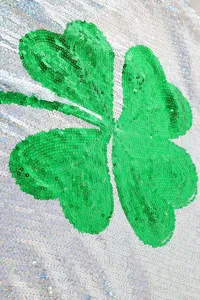 Luck <strong>Sequin</strong> <strong>Top</strong> Ladies Four Clovers T-Shirt Pats Saint Patrick ' S Day Clothes <strong>Silver</strong> <strong>Sequin</strong> Fabric Women Casual Dresses - Product Image 5