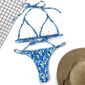 Sexy Mikro Bikinis Großhandel zweiteilige Bade bekleidung Frauen benutzer definierte Druck Tanga benutzer definierte Logo Fitness Badeanzug