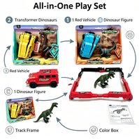 Coche de juguete de dinosaurio con fricción, transformable por impacto, con figura de dinosaurio y pegatinas decorativas para niños