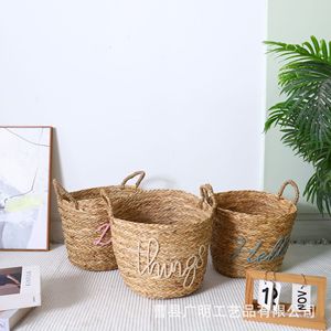 Cestas de Almacenamiento Redondas de Mimbre Tejido con Asas, Ecológicas, para Organización del Hogar, Lavandería y Almacenamiento de Ropa - Product Image 3