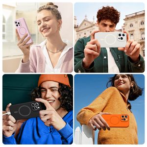 16e từ bìa cho iPhone 16 Pro Max trường hợp bất lỏng Silicone mạnh <span class=keywords><strong>Mag</strong></span> 15 14 13 12 11 máy ảnh bảo vệ biểu tượng tùy chỉnh - Product Image 5