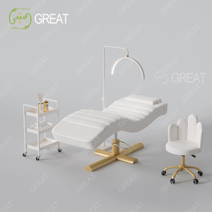 Modern Luxury High Quality Beauty Salon Furniture pink Leather Facial Spa <b>Bed</b> Stainless Steel Base Lash <b>Bed</b> Curved Beauty <b>Bed</b> - Product Image 2