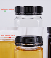 Bouteille de miel en plastique de qualité alimentaire avec couvercles personnalisables, pots à miel hexagonaux en PET