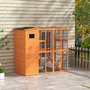 Maison de chat de luxe en bois de sapin pour extérieur, grande enclos pour chat avec accès libre, anti-évasion, en treillis métallique, cabine de repos privée, toutes saisons, pour chat - Product Image 1