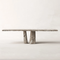 Table à manger en marbre Dream Home, plateau multicouche, pieds cylindriques effilés, mobilier de salle à manger moderne et luxueux