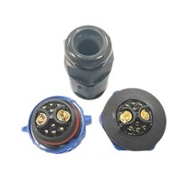 Connecteur de signal multiconducteurs M25 auto-bloquant 2+8 broches, boîtier étanche PA66 à montage sur carte, prise de charge haute puissance 50A