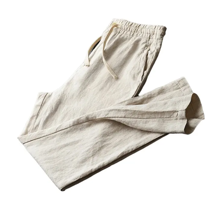 Lakin Garment Waist Soft Custom Cotton Linen Pants Men Trousers Casual Man Linen Pant