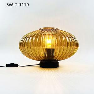 Modern European Hotel Room Table Lamp Decoration <strong>Glass</strong> Led Table Light With Amber Smoky <strong>Lampshade</strong> - Product Image 5