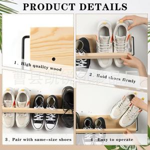 <b>Wall</b> Mounted Wooden <b>Shoe</b> <b>Rack</b> Single Layer Foldable Storage For Entryway Door Living Room Use - Product Image 3