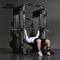 Machine Smith multifonctionnelle commerciale en acier robuste, cage de musculation, appareil d'entraînement fonctionnel avec câbles pour entraînement complet du corps en salle de sport