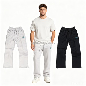 Pantalon de survêtement en coton pour homme, coupe ample, taille mi-haute, cordon de serrage, décontracté, pour l'automne, logo sur la jambe droite, grandes tailles - Product Image 1