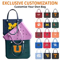 Sac fourre-tout en PVC grande capacité personnalisé, ouvert, pour femme, tendance été, imperméable, en EVA et silicone, couleur unie, avec trous, pour la plage et l'extérieur