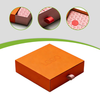 Boîtes à tiroirs orange de qualité supérieure, boîte cadeau en papier rigide avec laminage mat, gaufrage et doublure en éponge pour un déballage luxueux et durable