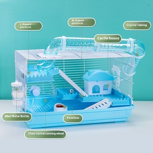 Grande <span class=keywords><strong>cage</strong></span> à hamster en plastique solide ensemble complet de 47 fournitures de base comprenant un nid d'ours doré villa simple double couche fermeture à bouton - Product Image 4