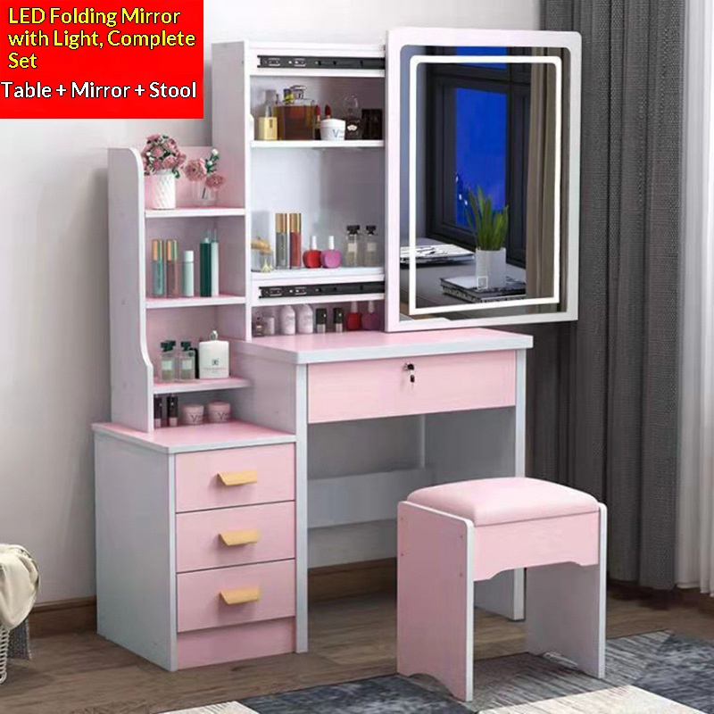 tabouret de lampe à LED rose armoire gauche