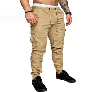 กางเกงคาร์โก้สำหรับผู้ชายกางเกงลำลองแบบมีกระเป๋าสำหรับวิ่งจ็อกเกอร์ใส่ฤดูร้อน