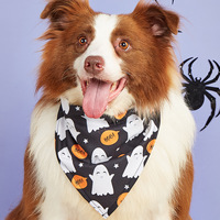 Accessoire d'Halloween pour chien Écharpe décorative Bavoir pour animaux de compagnie en hiver Motif animal imprimé HD en polyester pour chats