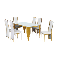 Ensemble de tables à manger en verre trempé de haute qualité à prix abordable, design moderne style ferme, 6 places, meubles de salle à manger pour la maison