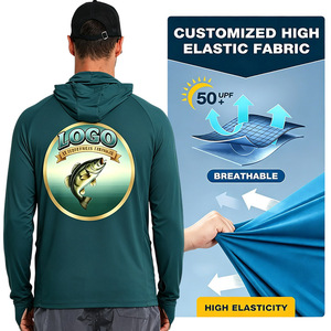 Plus Size UPF50+ Integrated <strong>Face</strong> Mask Men Quick Dry Breathable Bass Fishing Performance Fishing Hoodie <strong>Shirt</strong> - Product Image 3